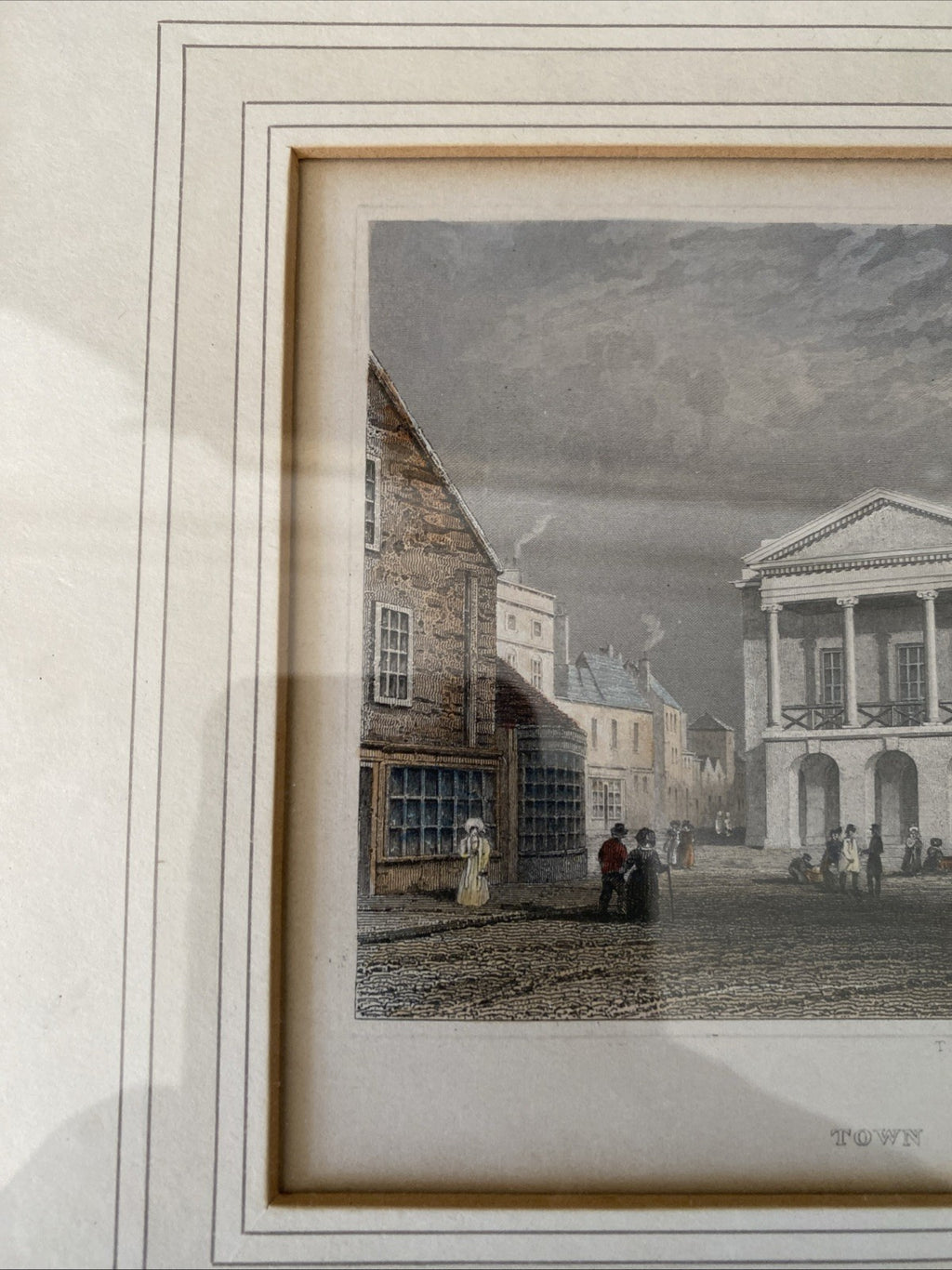 Thomas Barber 1834 original engraving - Town Hall Newport - Framed - (7005)