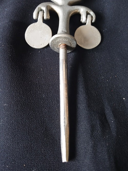 Vintage Heavy Horse Brass Metal Decoration Turret Triple Plate Swinger - (8253)