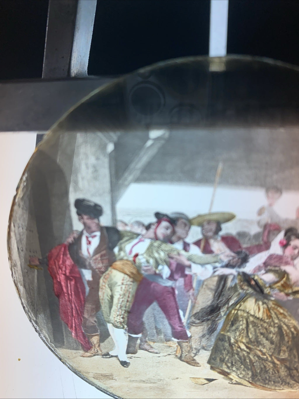 Magic Lantern Victorian Glass Round Handpainted Slide Spainish Matador (1095)