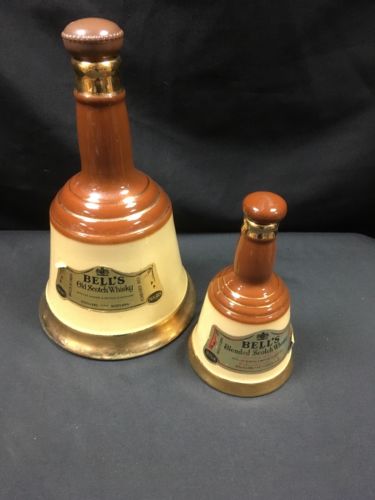 WADE Bell's Scotch Whisky Bell decanters - 1 x 26.5ozs + 1 x 18.75cl - (2786)