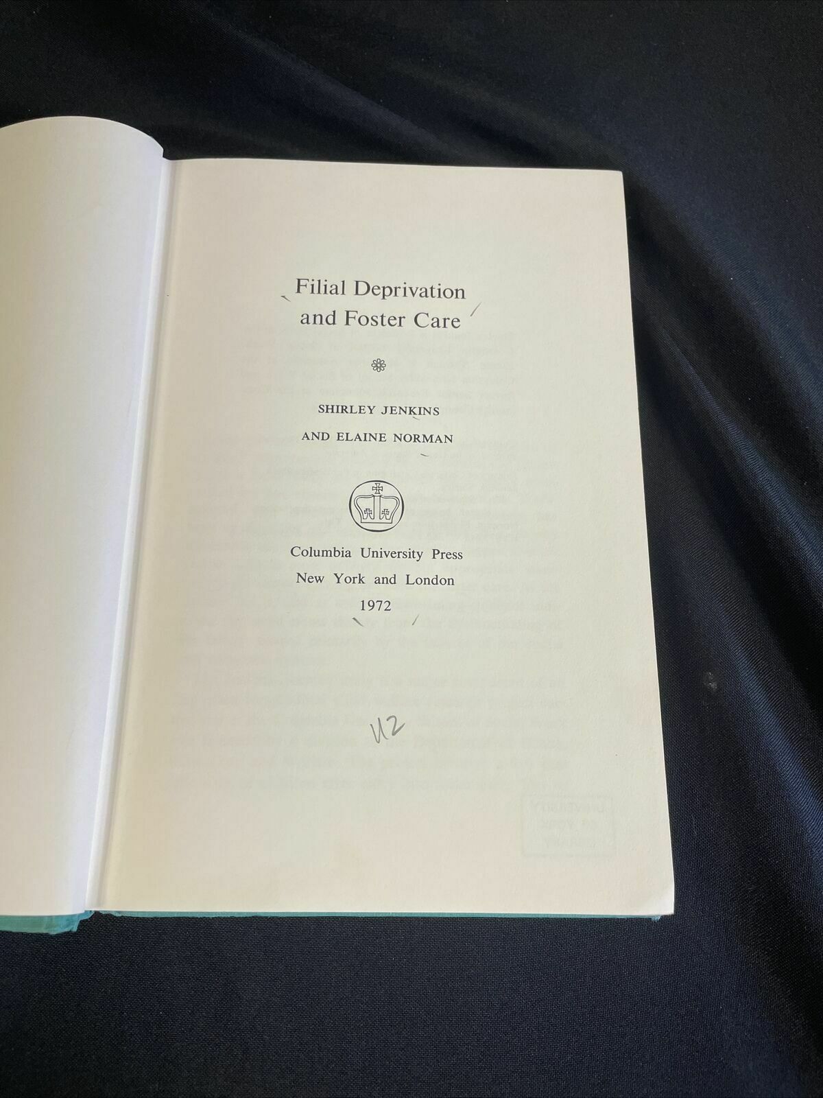 BOOK - Filial Deprication and Foster Care - Jenkins and Norman HB -(8190)