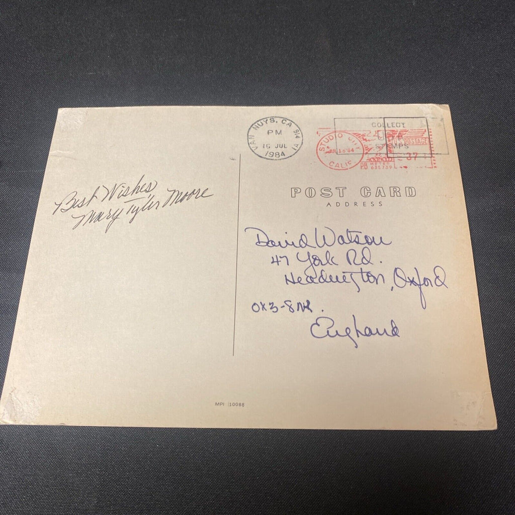 Mary Tyler Moore Pre Printed Autograph original dated stamped 1984 Card (5001)