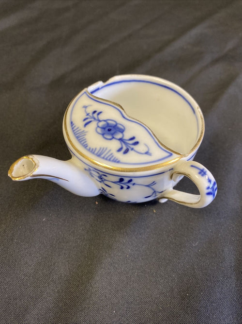 Blue and Gilt Antique Ceramic Invalid Feeding Cup Small 65mm Gilt (6467)