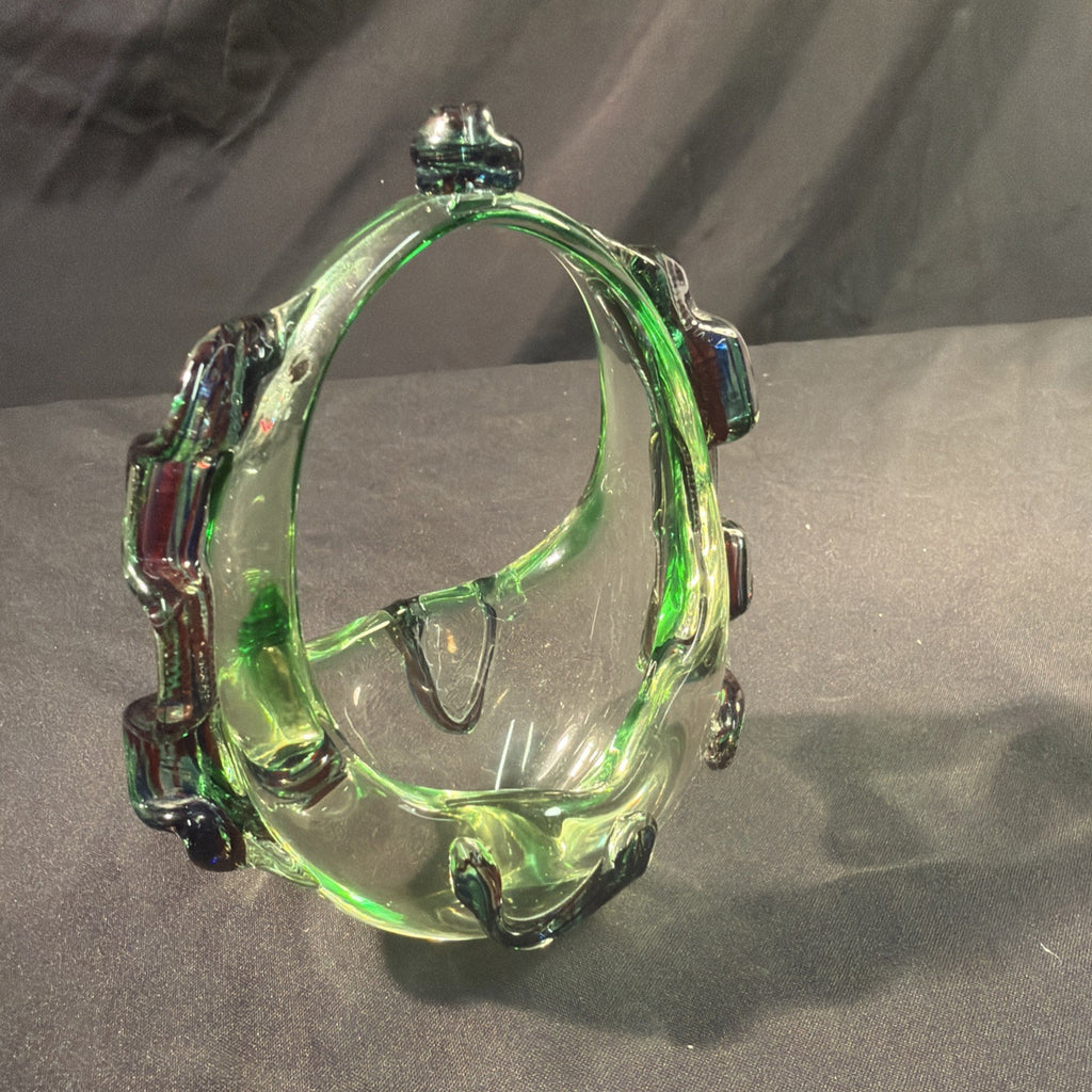 Murano Red Blue and Green Glass Basket ornament vintage 1970's - (2086)