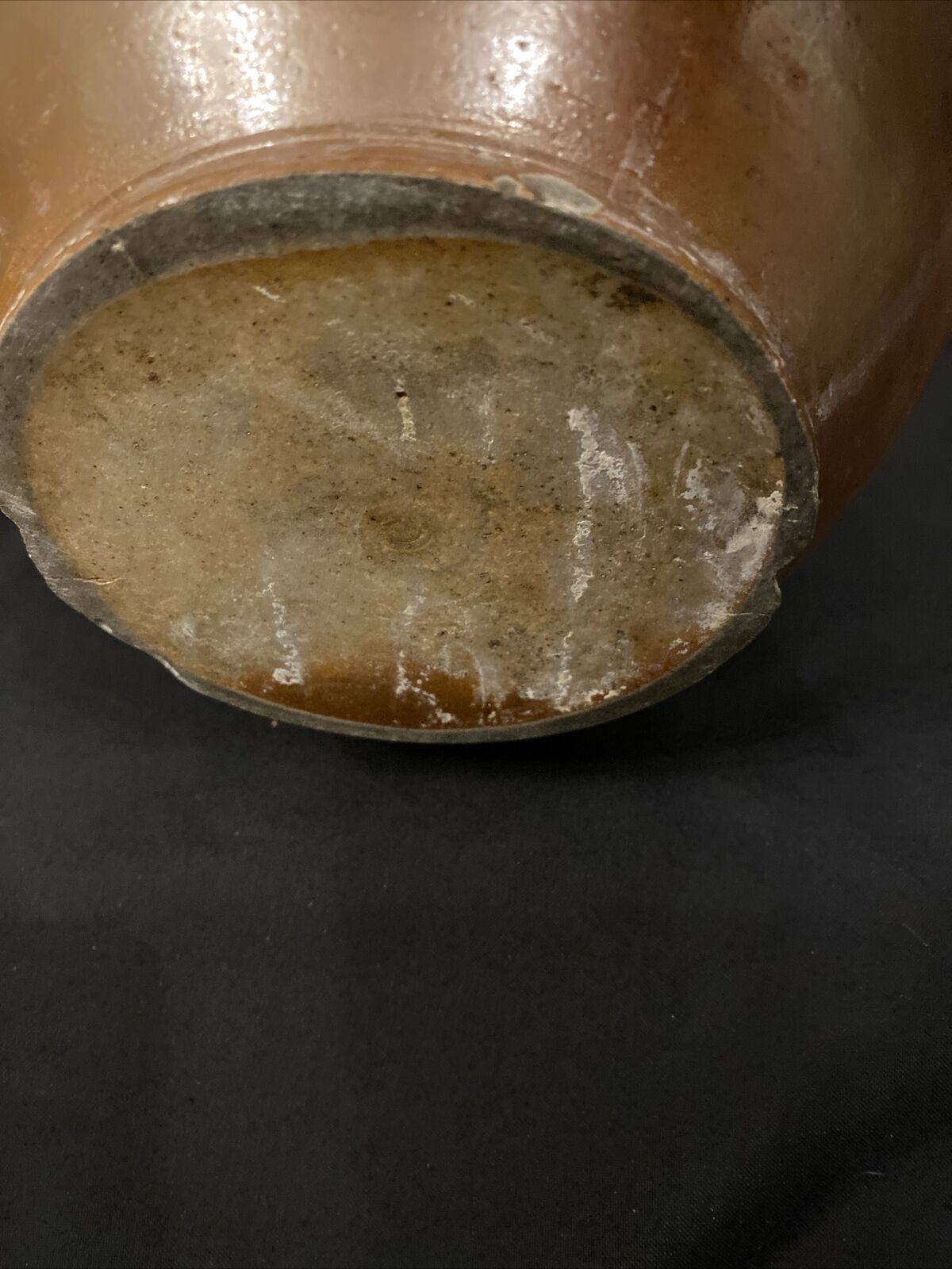 Antique Salt Glazed Brown Cook pot Handmade 18cm tall rare pot - (8560)