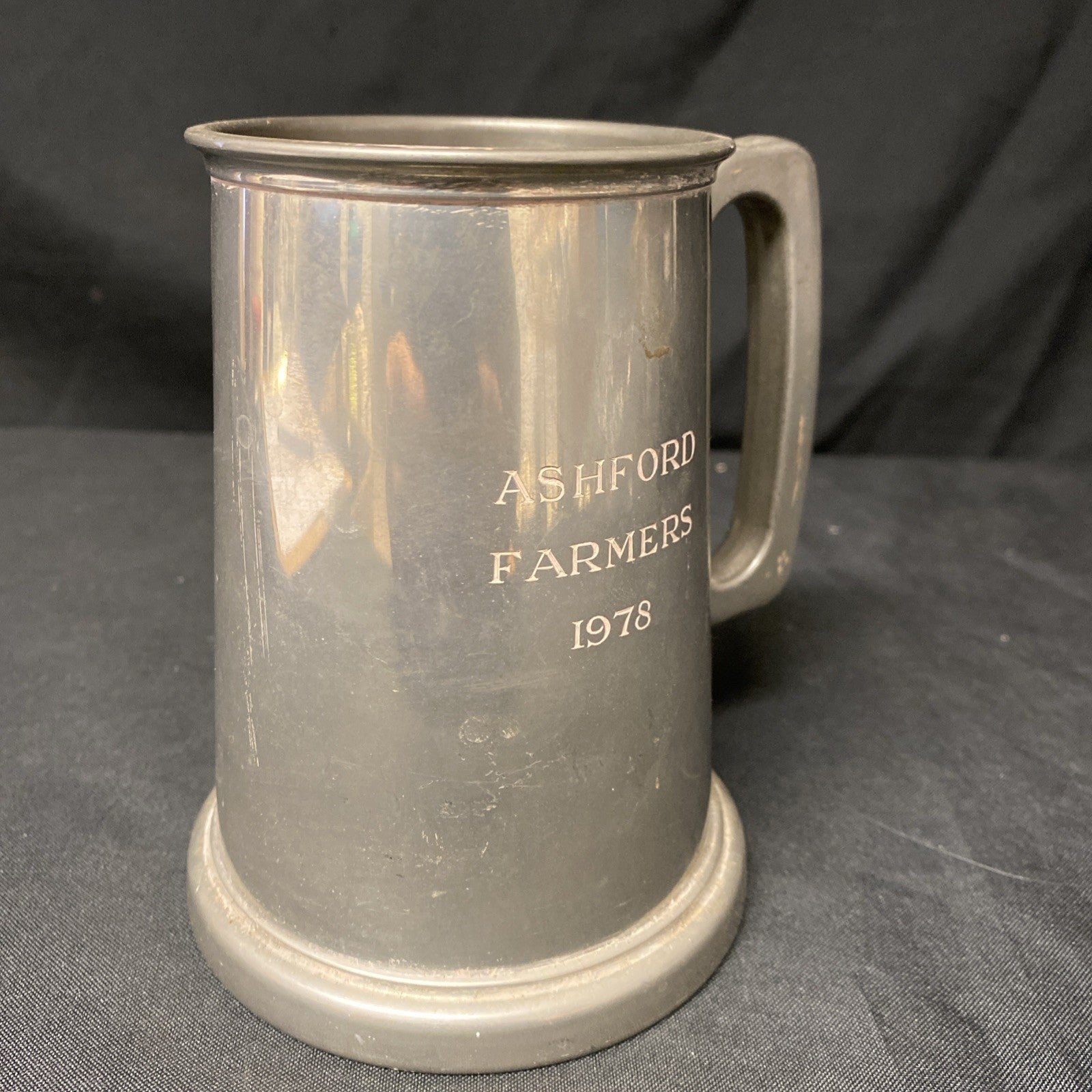 Vintage Pewter Tankard engraved Ashford Farmers 1978  - (1749)