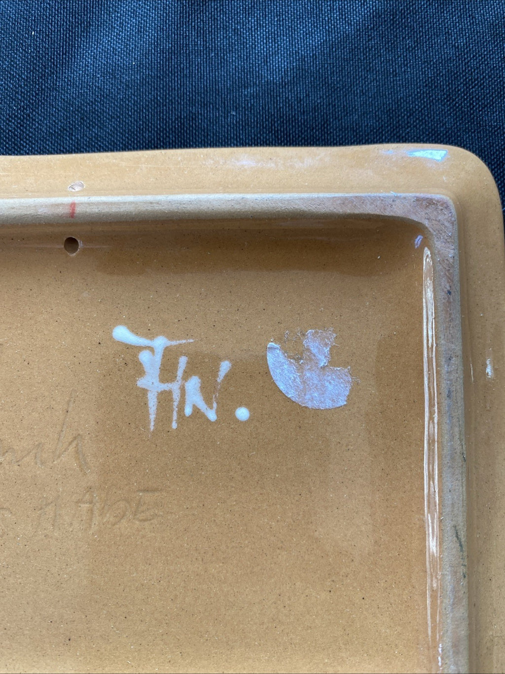Vintage Peter Haid Pottery tray Swiss Folk Art Cow - (1033)