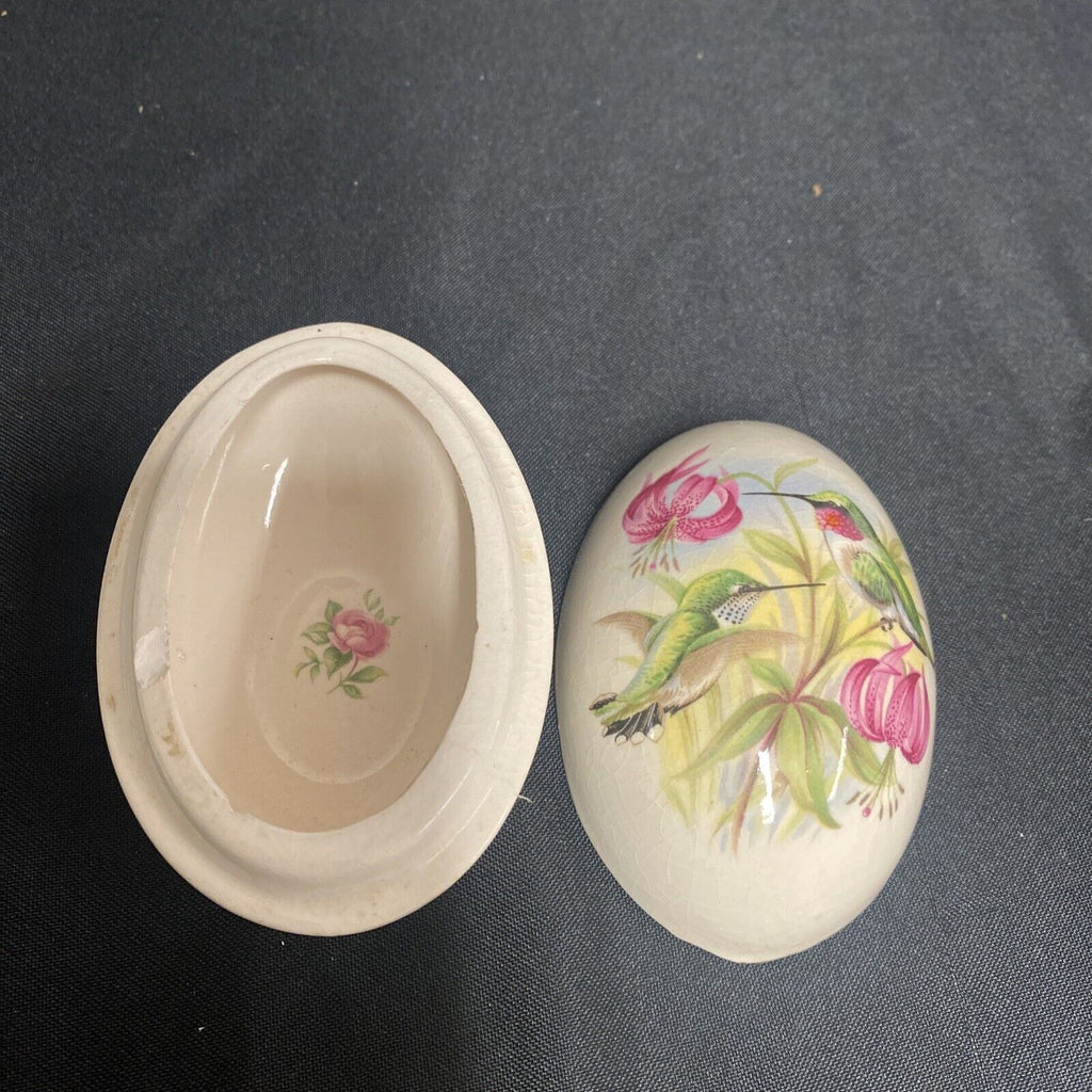 Trinket Box EGG - England Bone China Honeysuckle design Egg - (9224)