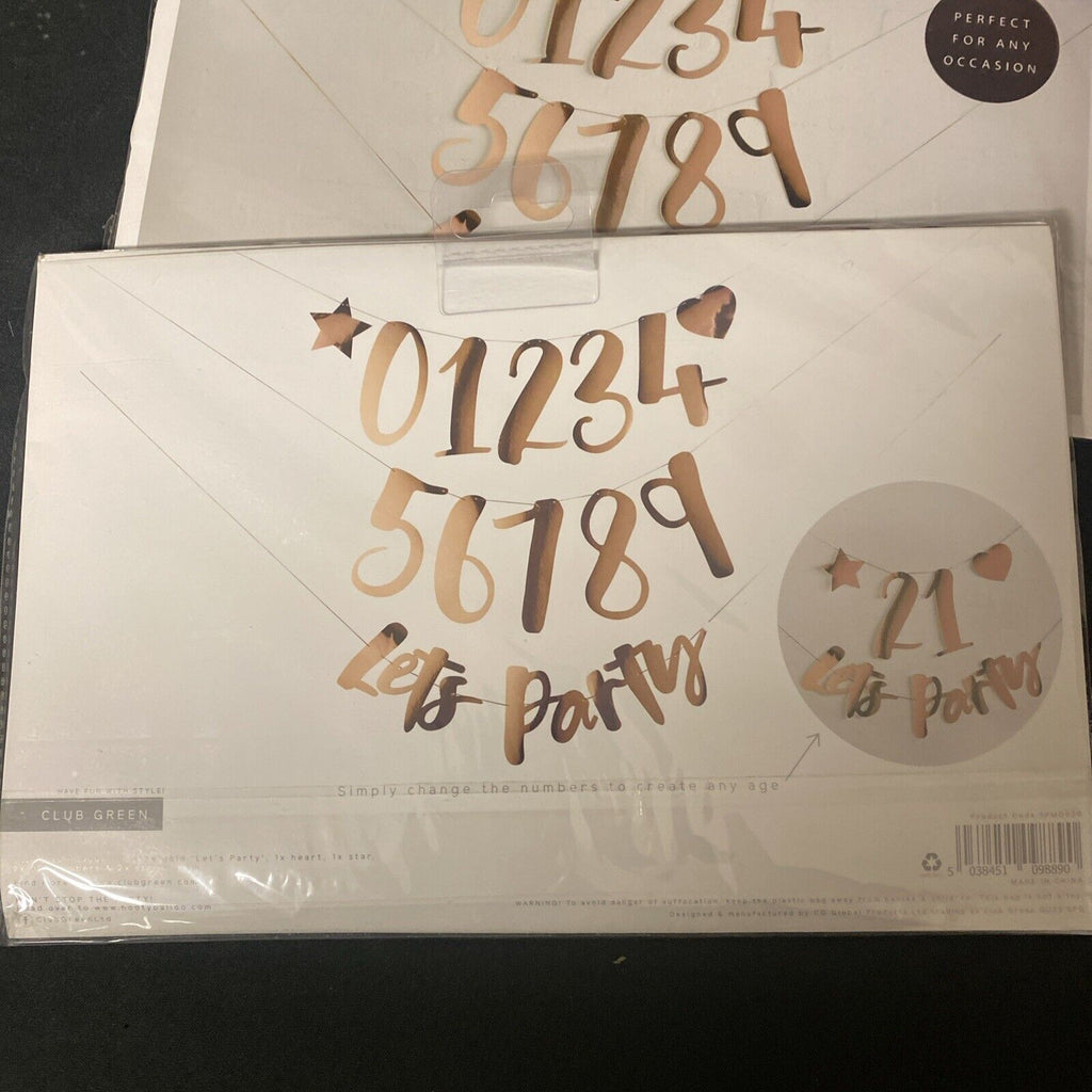 Club Green - Create Your Own Banner - x 2 packs ROSE GOLD Party Birthday (5333)