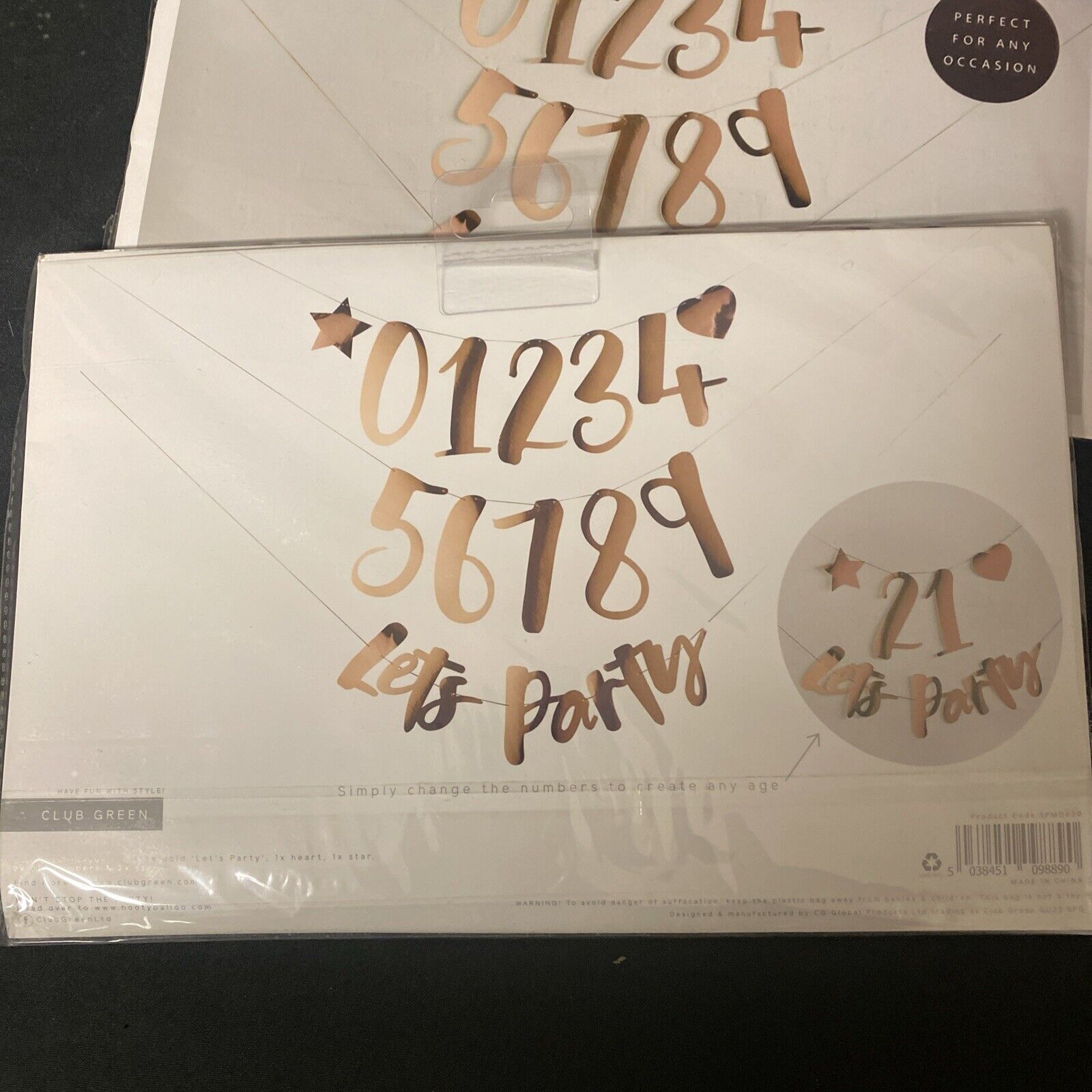 Club Green - Create Your Own Banner - x 2 packs ROSE GOLD Party Birthday (5333)