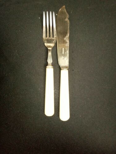 James Dixon & Sons Vintage Fish knife and fork cutlery set of 6 in box - (7024)