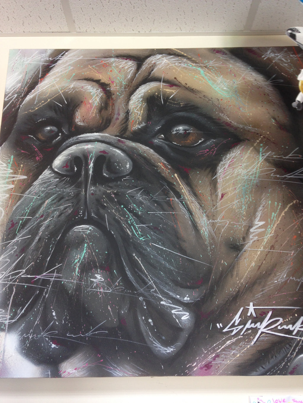 Urban Art - Large Original Paint on Canvas Painting Signed  Boxer Dog