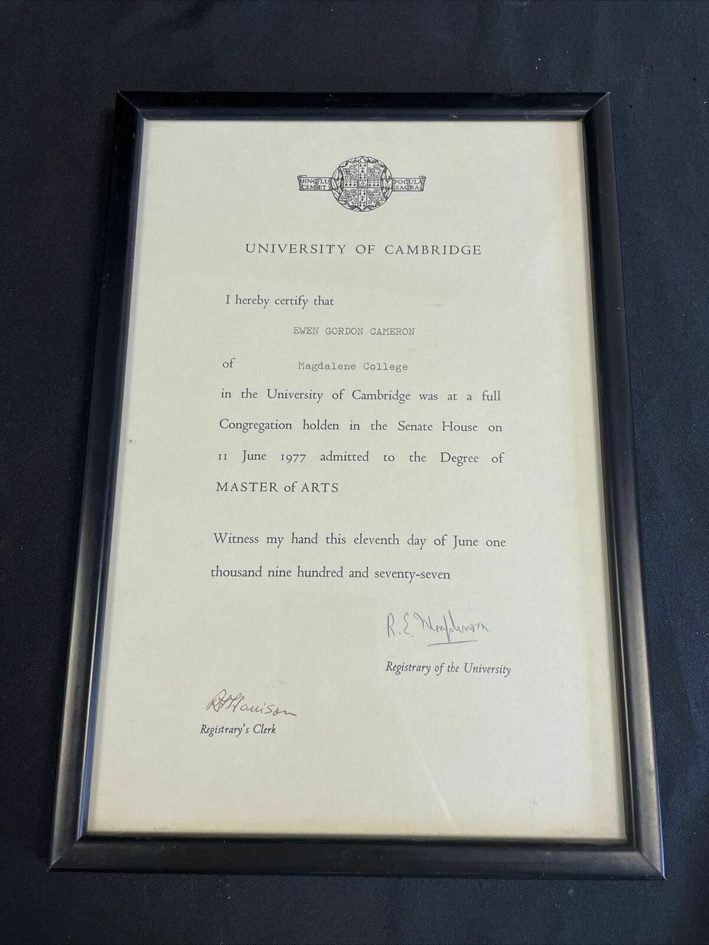 Memorabilia pertaining to Ewen Gordon Cameron Uncle to F/PM David Cameron (8230