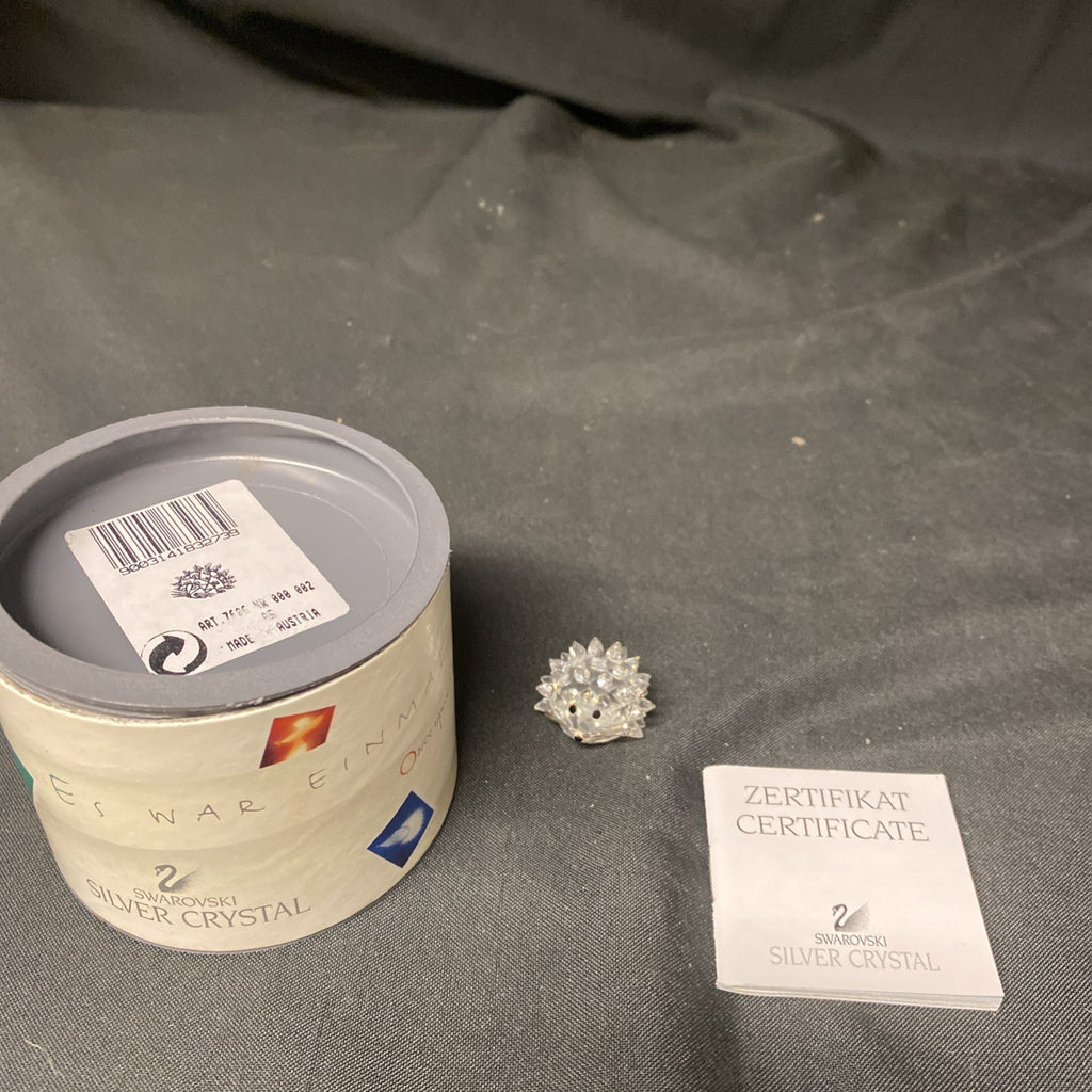 Swarovski Silver Crystal Hedgehog with Silver Whiskers 2cm Boxed -(1606)