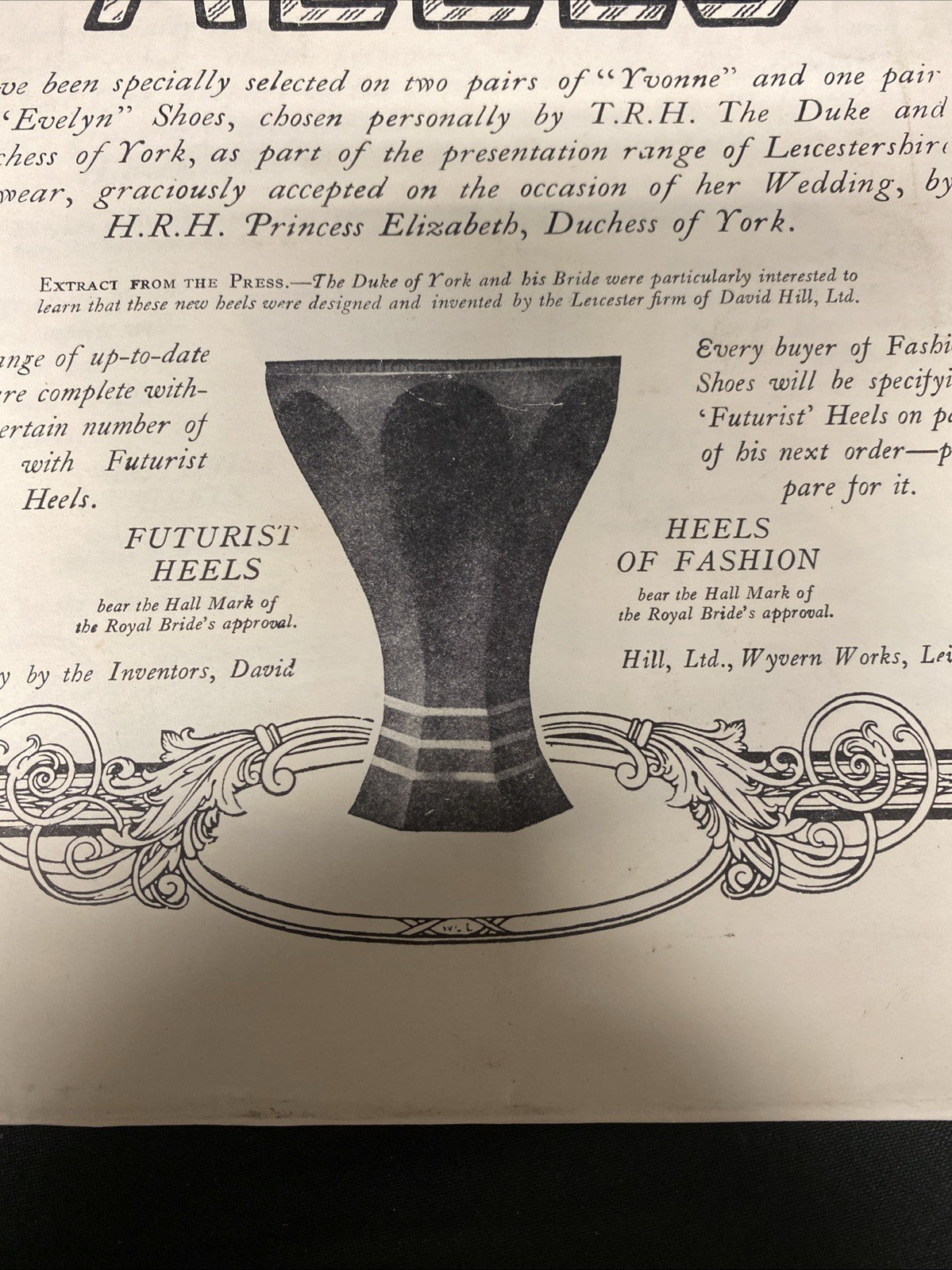 Metal Printers Plate April 26th 1923 Royal Wedding Futurist Heels - (1684)