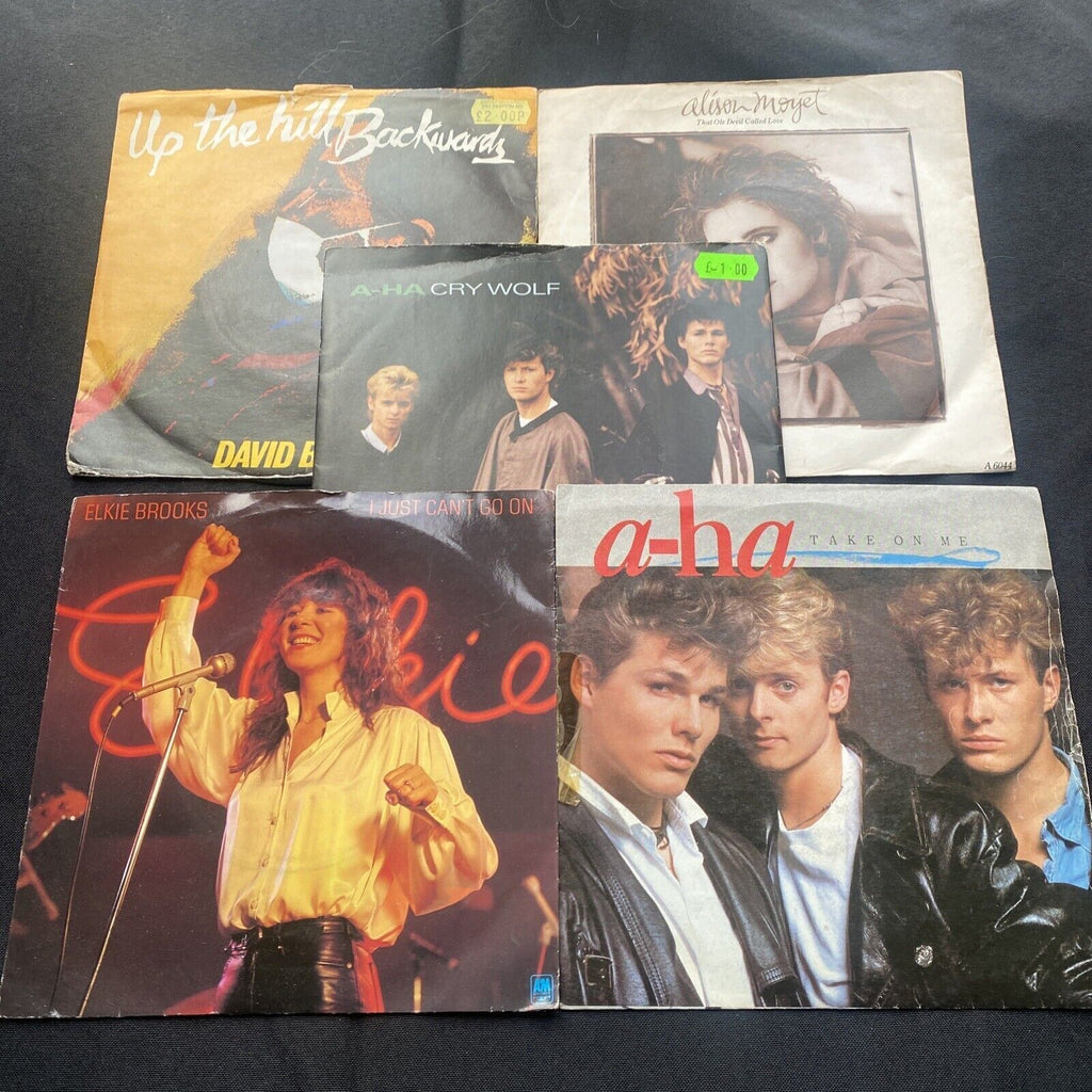 Vinyl Records 7" Singles 5 x 1980's A-Ha, David Bowie, Elkie Brooks Moyet (9447