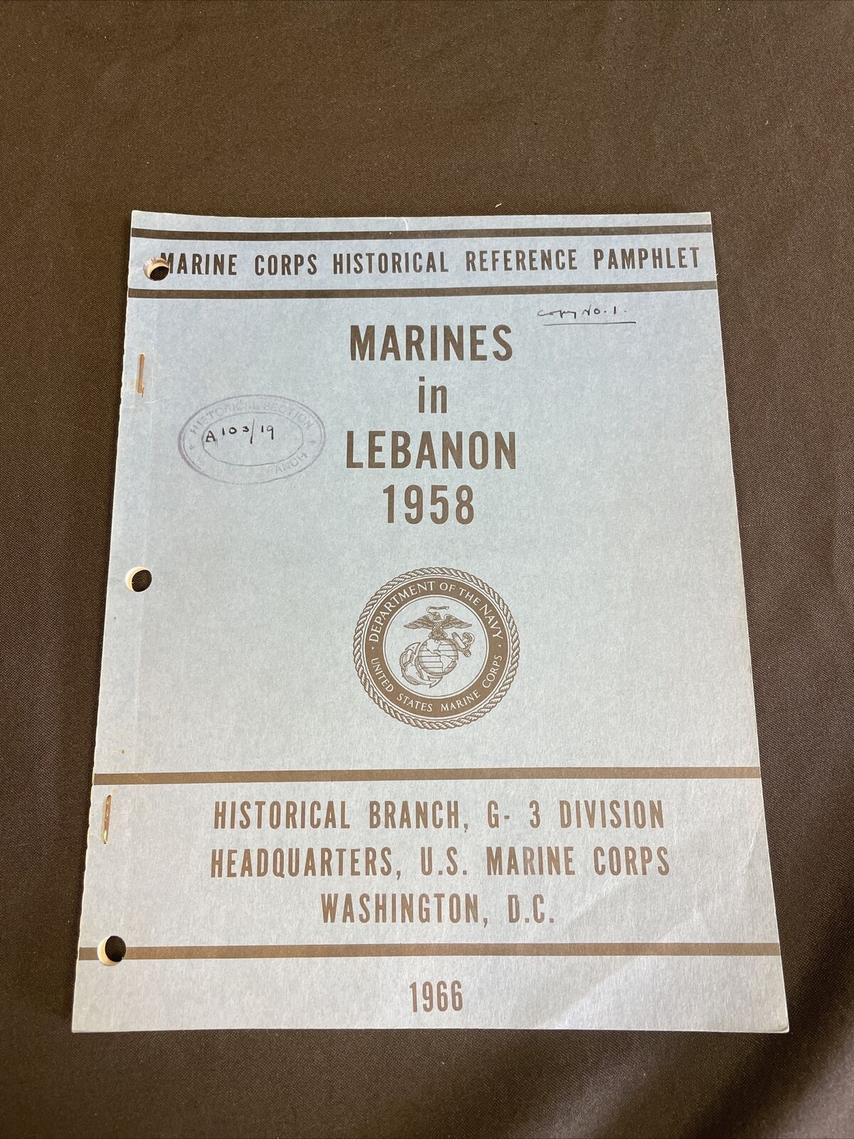 US Navy Marine Corp Reference Pamphlet MARINES IN LEBANON 1958 - (8246)