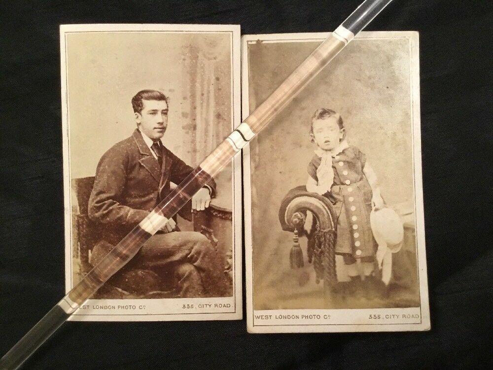 Victorian CDV Cabinet Photo -1870’s West London X 2 Father & Child (2315)