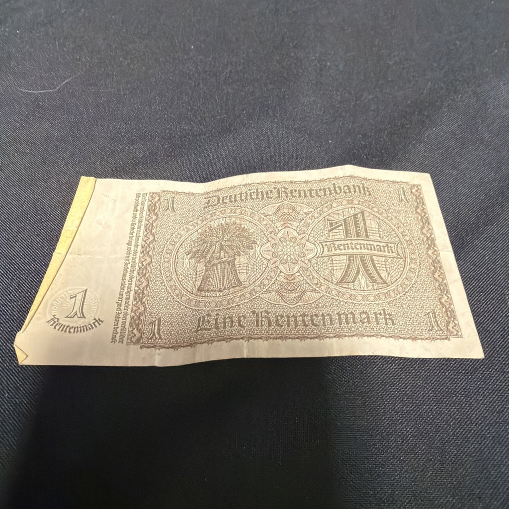 Bank Note Antique 1 Rentenmark Berlin 1937 German Banknote Circulated - (2319)