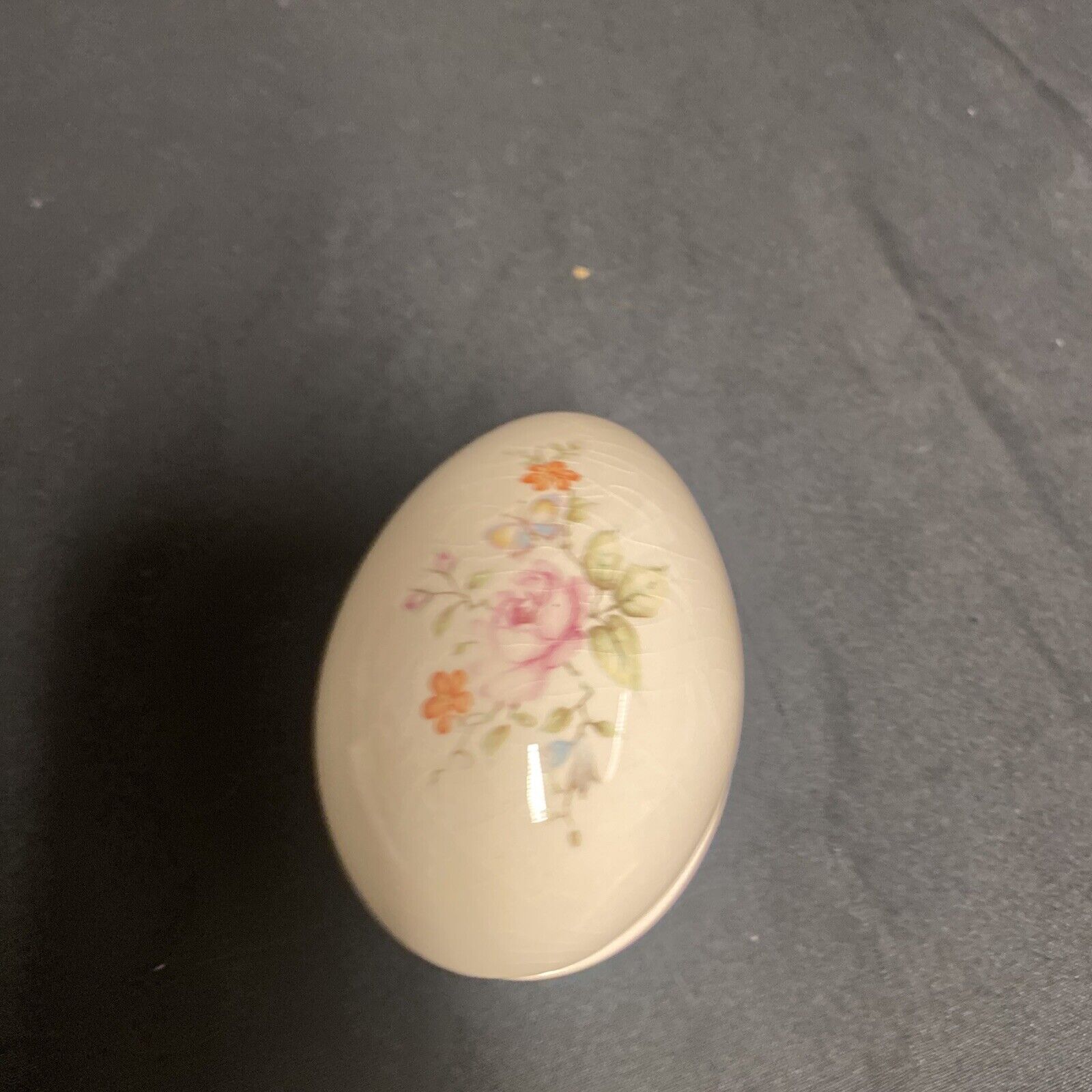 Trinket Box EGG -  Pottery egg Floral Design - (9317)