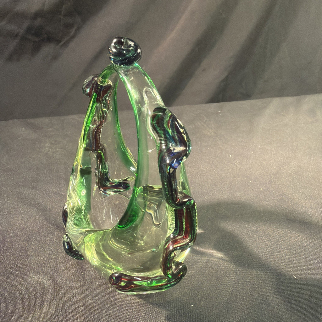 Murano Red Blue and Green Glass Basket ornament vintage 1970's - (2086)