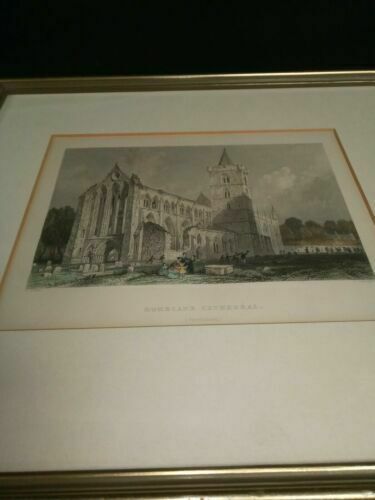 W. Radclyffe T. Allom Engraving 1838 Dumblane Cathedral - Original framed (7008