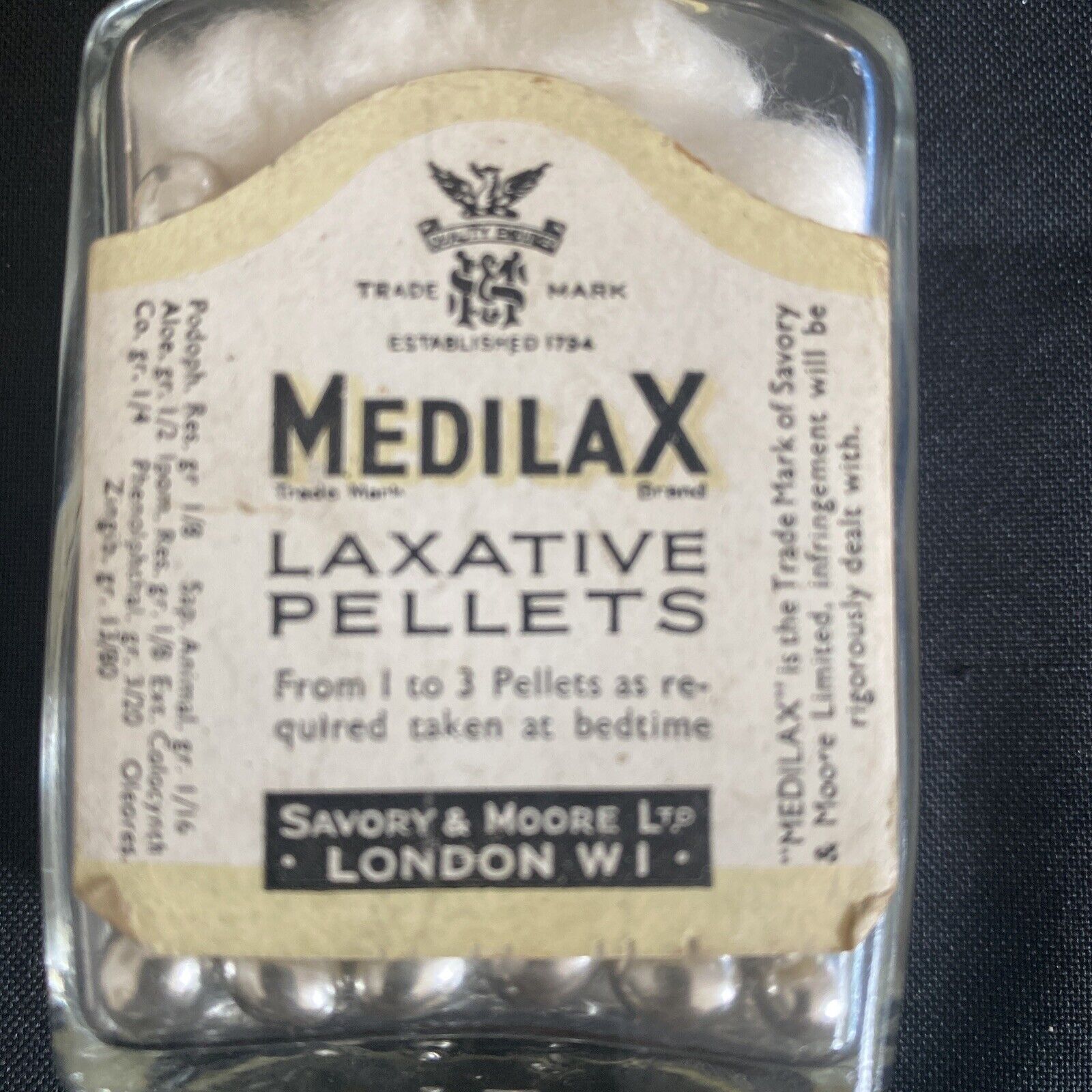 Antique Pharmacy Apothecary Unopened Medilax Laxative Pills - (9626)