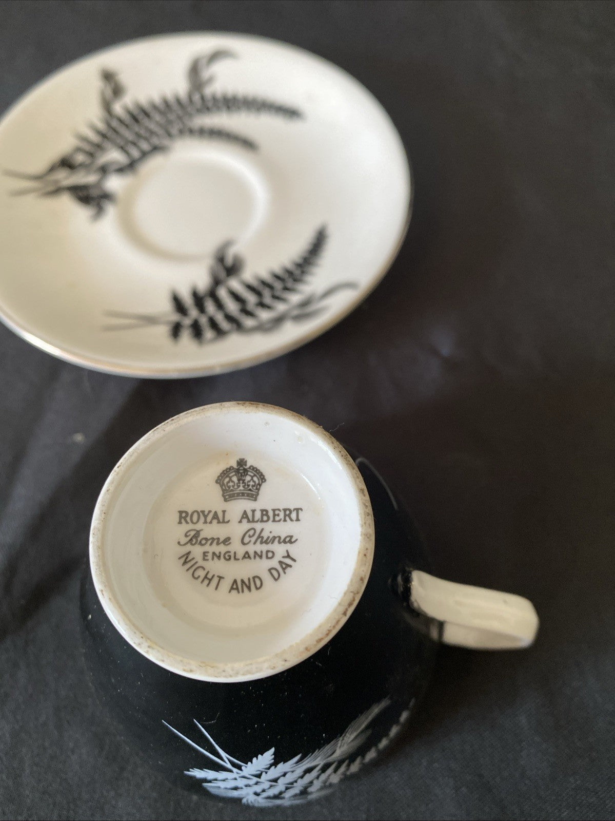 Royal Albert Night & Day Coffee Cup & Saucer Excellent Cond - (5724)