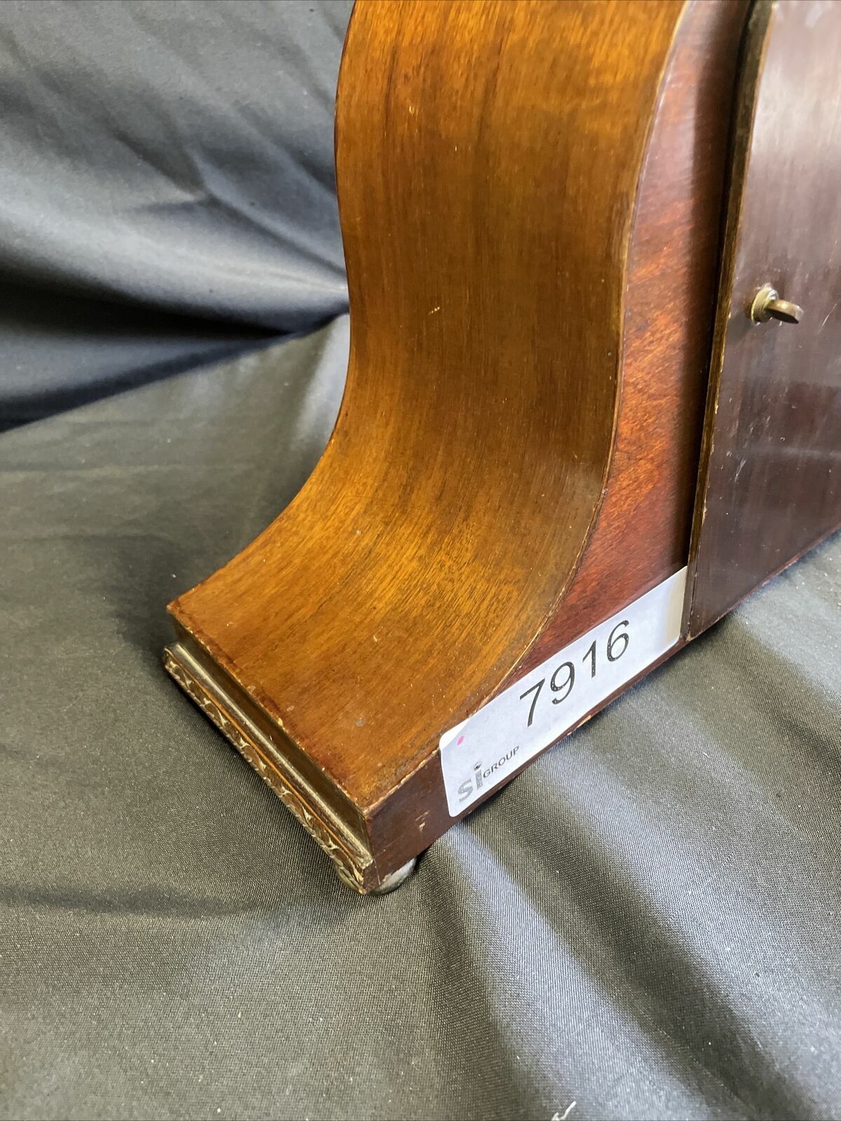 Edwardian Inlaid Mahogany Napoleon Hat Style Mantle Clock Working - (7916)