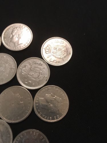 Spain Spanish 5 PTAS Pesetas Coins Juan Carlos x 12 - 1970's to 1980's - (2819)