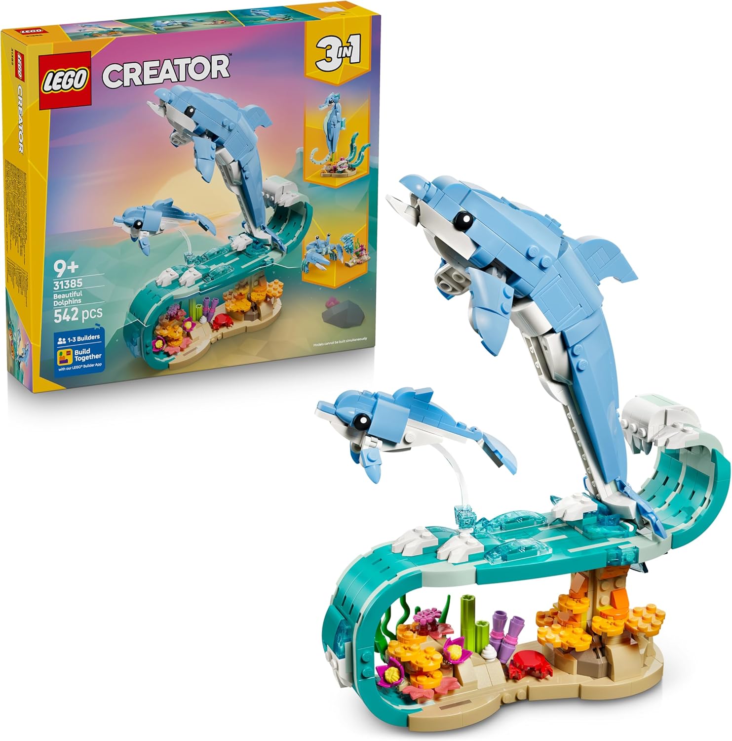 LEGO Creator 3 in 1 - Sea Animals: Beautiful Dolphins / Seahorse / Crab - 31385