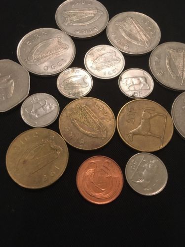 Irish Ireland Punt Coins x 15  (Stag Horse Hummingbird Salmon Bull Peacock - (2825)