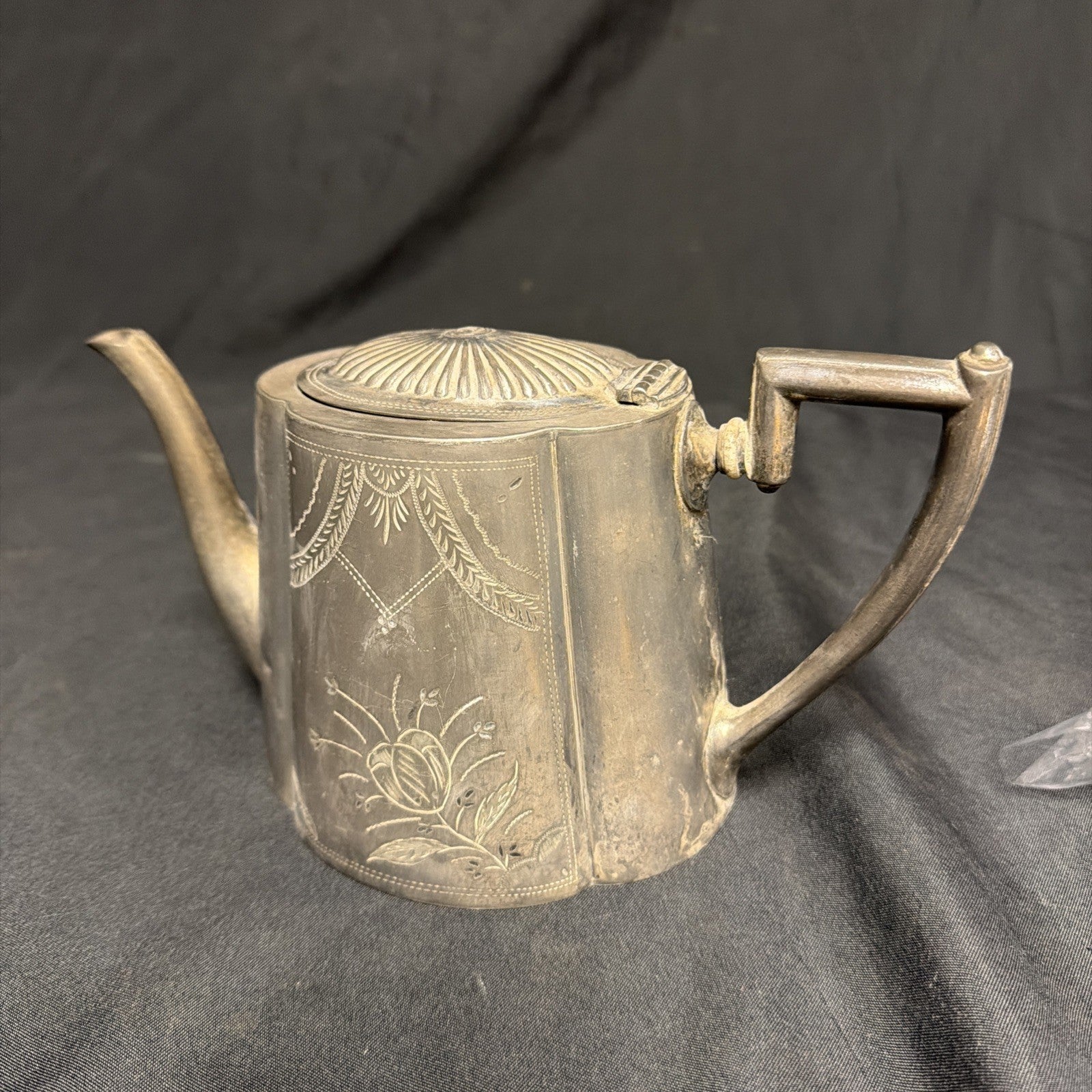 Antique Electroplated Brittania Metal Teapot Sheffield #4966 - (1914)