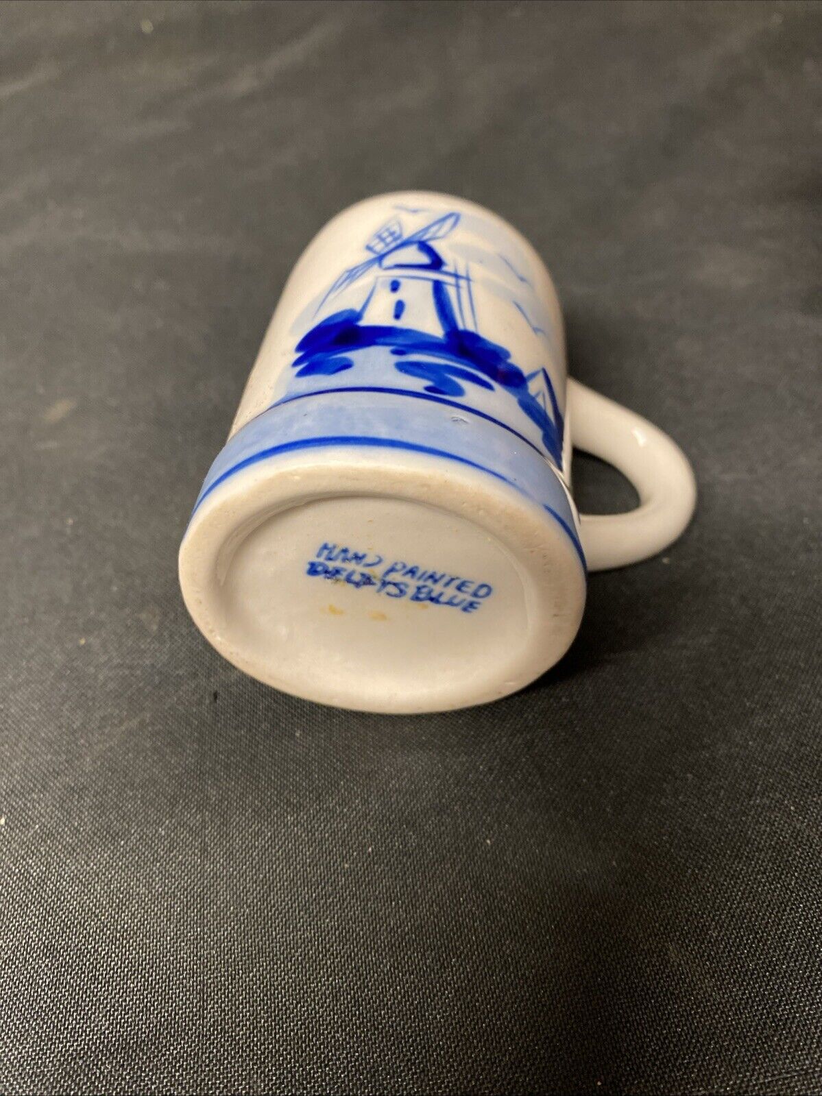 Delfts Blue Hand Painted Blue & White Miniature China Stein Tankard - (5821)