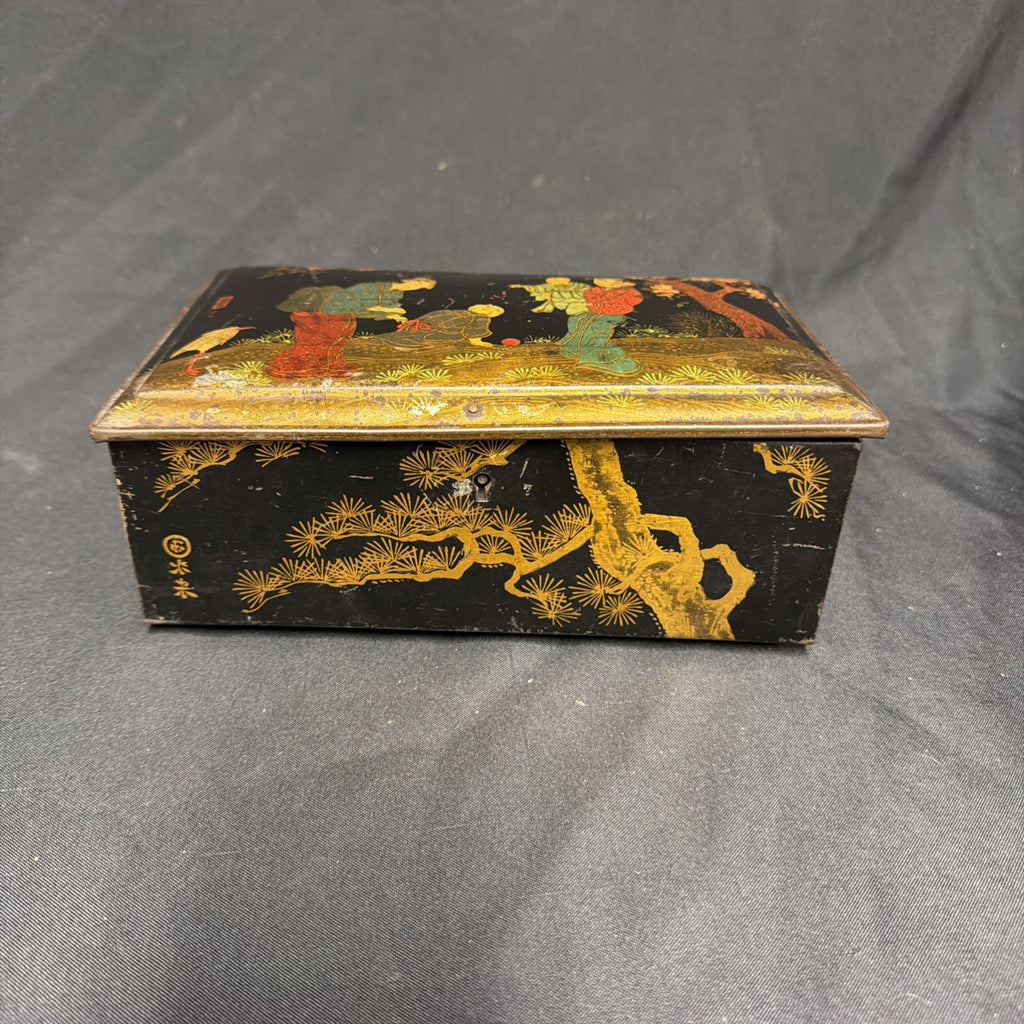 Rileys Toffee Tin Japanese Cloisonne style with key 1910 Edwardian - (1954)