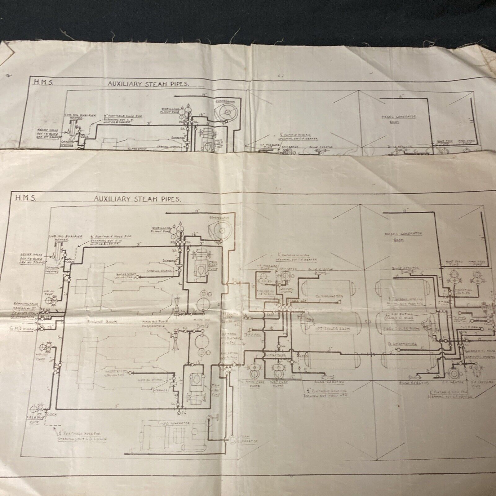 HMS RINALDO Water proof fabric Steam Pipes schematics diagrams (5436)