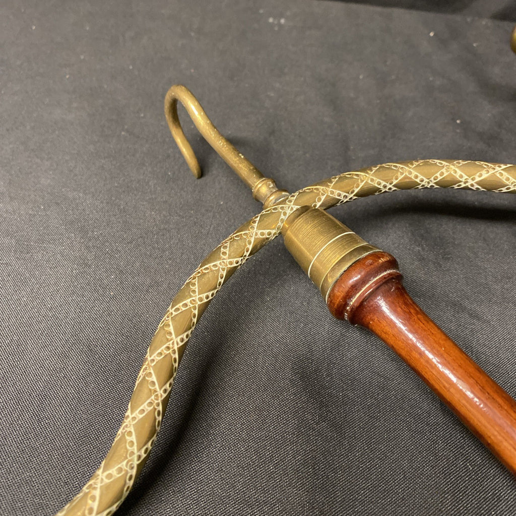 Antique Judge Barrister Wig and Gown Hanger Brass and wood Engraved - (1711)