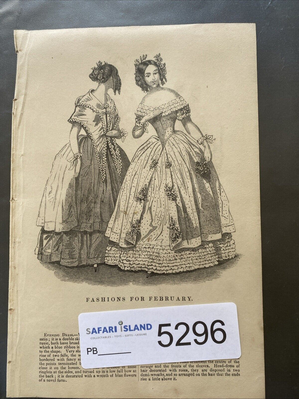 Victorian Regency London Fashion Engraving Plate Two page February 1800's (5296)