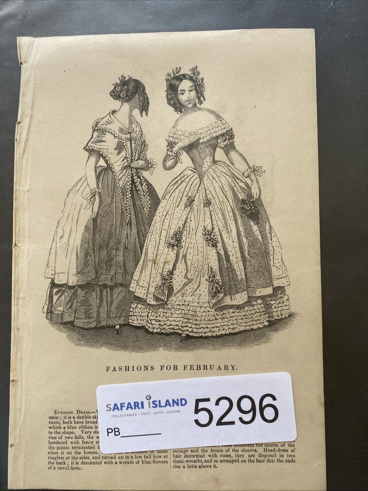 Victorian Regency London Fashion Engraving Plate Two page February 1800's (5296)