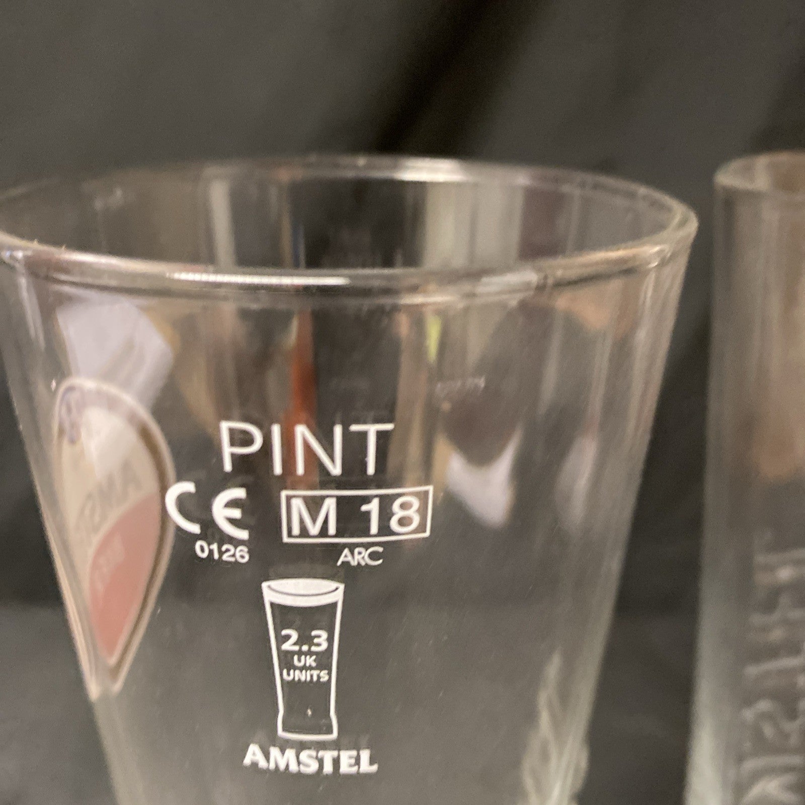 2X Amstel Bier Etched Pint Glasses Lager Drinks Home Bar Pub Party (1333