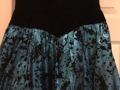 Marion Donaldson Vintage 1980’s Dress Blue + Black Velvet Prop Collectors (2537)