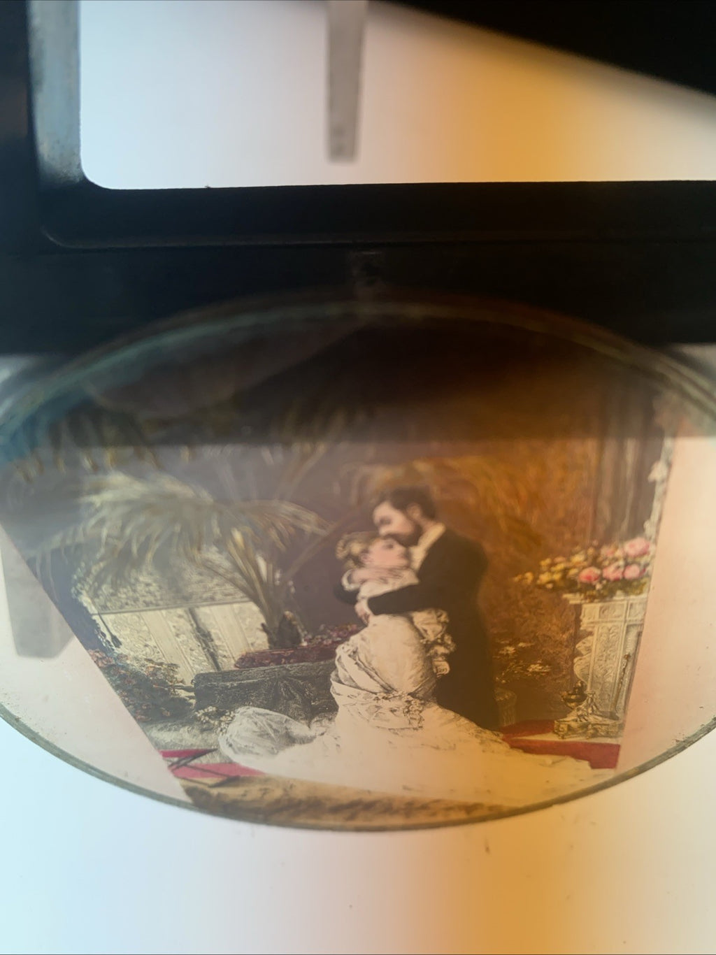 Magic Lantern Victorian Glass Round Handpainted Slide The Wedding (1161)