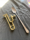 Polished Bronze Meat Jack Holder with an Iron Basting Spoon RARE Antique (1043)