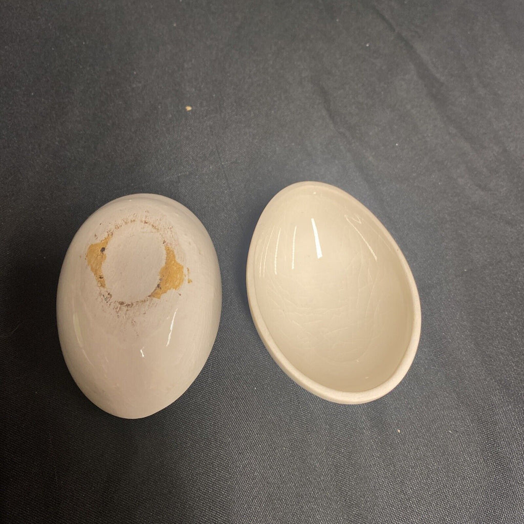 Trinket Box EGG -  Pottery egg Floral Design - (9317)