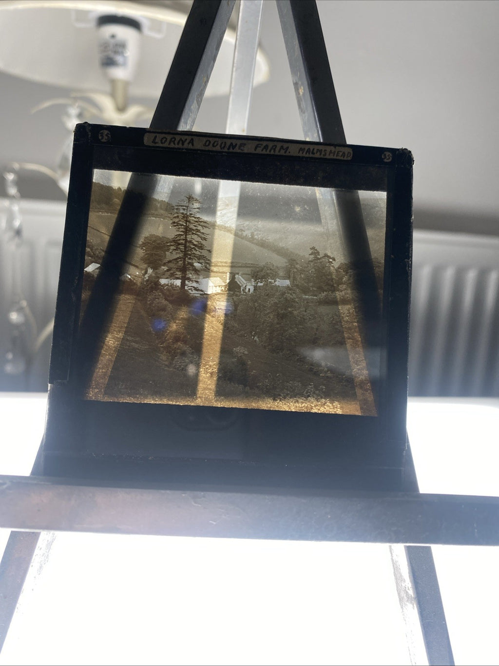 Magic Lantern Victorian Glass Square Photo Lorna Doone Farm Malmsmead (1073)