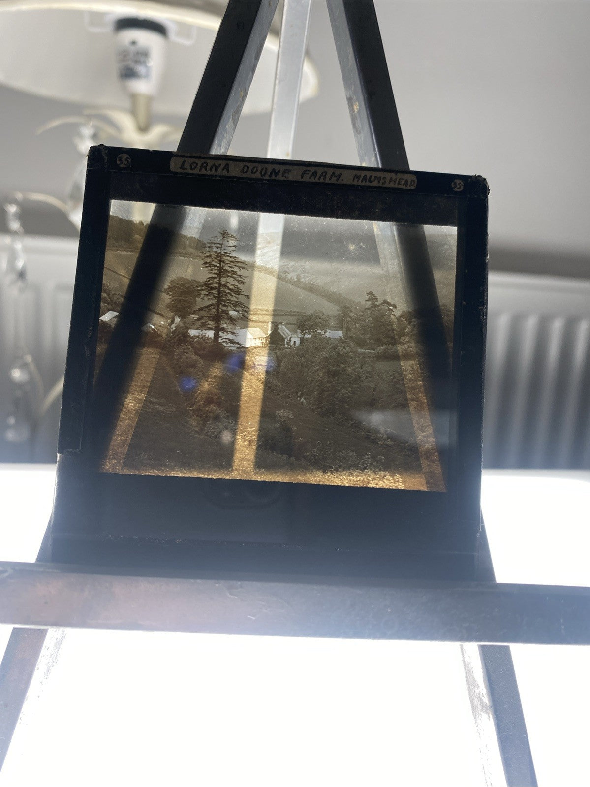 Magic Lantern Victorian Glass Square Photo Lorna Doone Farm Malmsmead (1073)