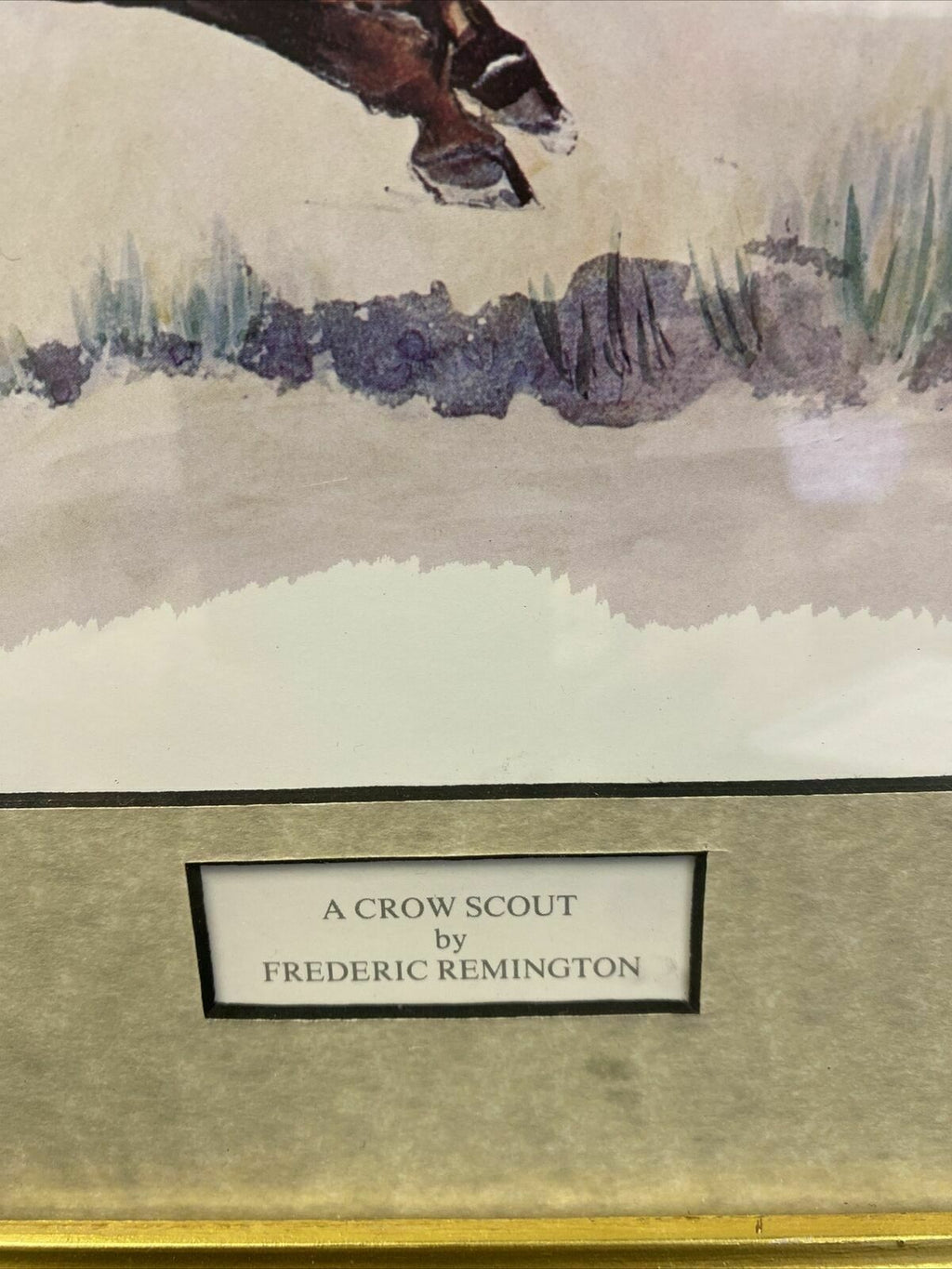 Frederic Remington A Crow Scout Watercolour print signed by Eugene Field  (7820