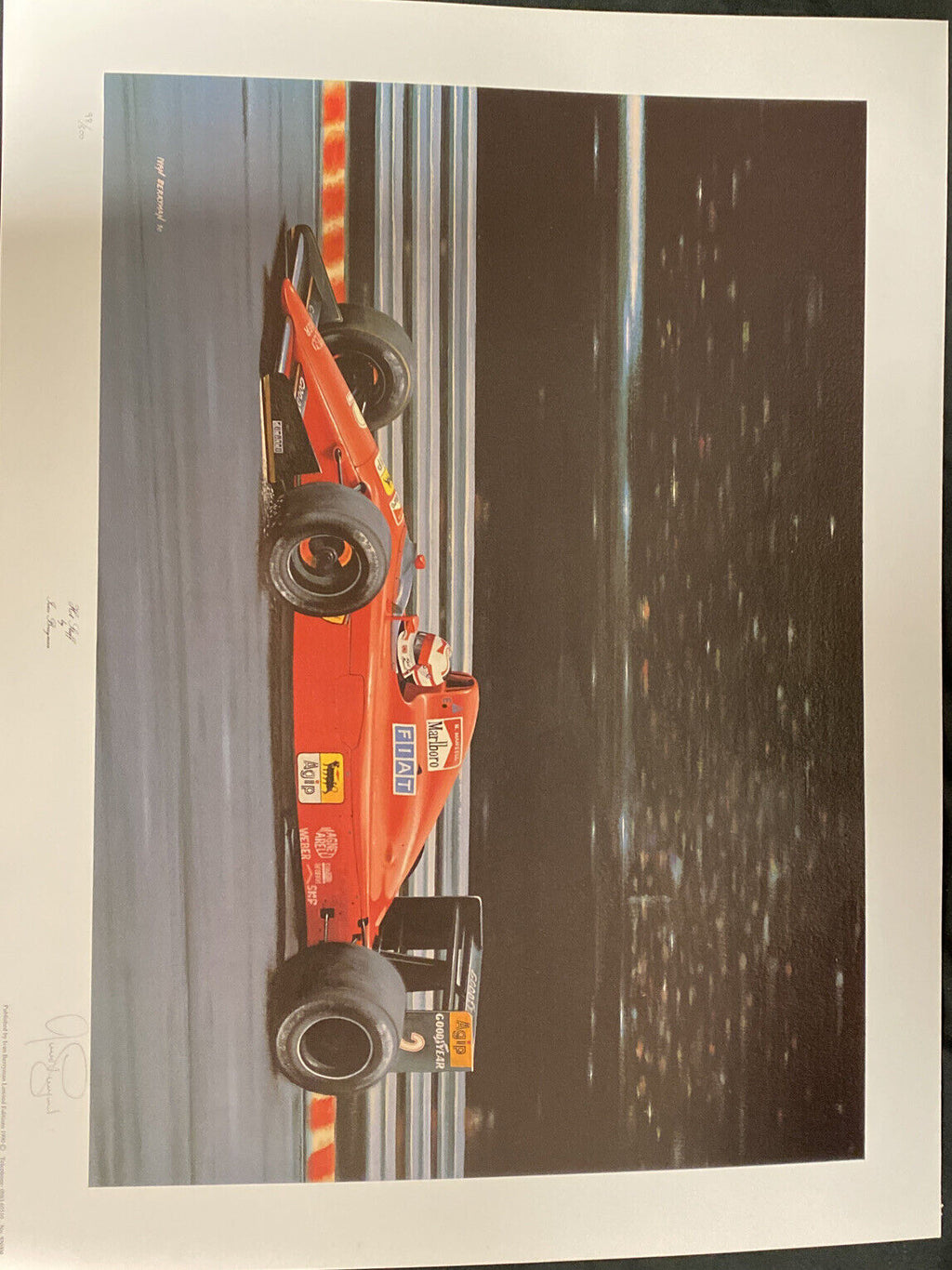 Hot Stuff by Ivan Berryman Ltd Edition /500 print 1990 F1 Nigel Mansell Fiat