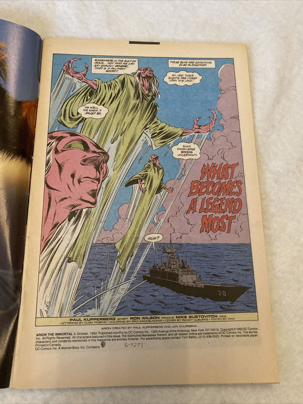 COMIC - DC Comics ARION The Immortal - Oct 1992 - Garn Daanuth (8829)