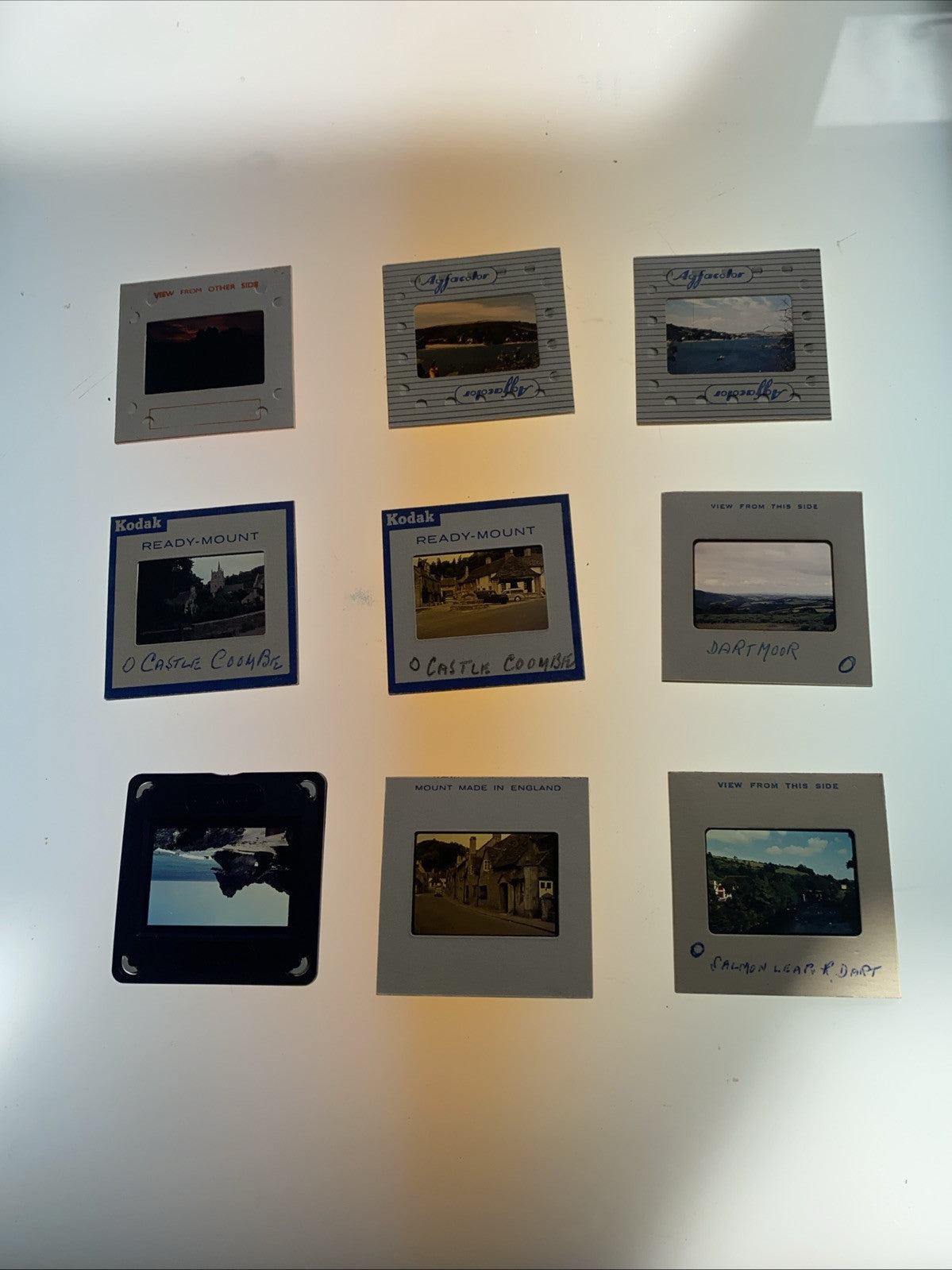 1960's Diatex 35mm Slide storage box 100 spaces + 63 scenic slides - 5493